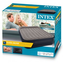 Надувная кровать INTEX 64136 Delux Pillow c подголовником 152 х 203 х 42 (насос 220В)