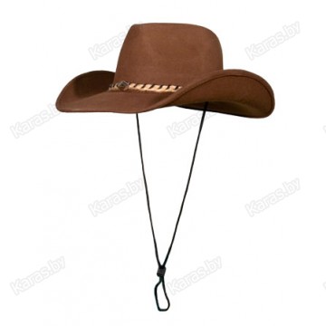 Шляпа Tagrider ковбойская с косичкой, коричневая