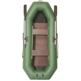 Надувная 2-ух местная ПВХ лодка Лоцман С-240 ЖС (жесткая слань, зеленая)
