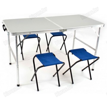 Набор складной мебели стол и 4 табурета НПО Кедр TABS-04V водостойкий 60х120 см (пластик)