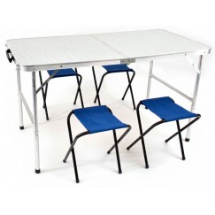 Набор складной мебели стол и 4 табурета НПО Кедр TABS-04 влагозащищенный 60х120 см