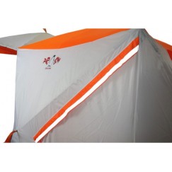 Всесезонная палатка Пингвин Призма Шелтерс двухслойная (1.85х1.85х1.75 м, бело-оранжевая)