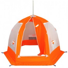 Палатка зимняя Пингвин 4 Люкс (2.85х2.85х1.95м, бело-оранжевый)