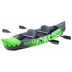 Надувной 2-местный каяк из ПВХ Pro Marine x2 Green (надувное дно, зеленый)