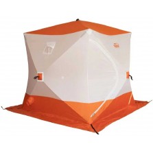 Палатка зимняя Следопыт КУБ 4 бело-оранжевая (2.1х2.1х2.14 м, Oxford 210D)