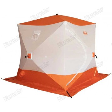 Палатка зимняя Следопыт КУБ 4 бело-оранжевая (2.1х2.1х2.14 м, Oxford 210D)