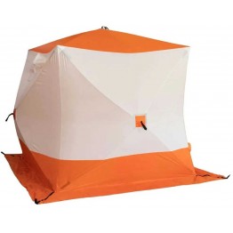Палатка зимняя Следопыт КУБ 4 бело-оранжевая (2.1х2.1х2.14 м, Oxford 210D)