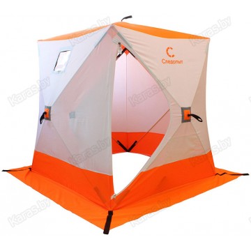 Палатка зимняя Следопыт КУБ 3 бело-оранжевая (1.8х1.8х2.0 м)