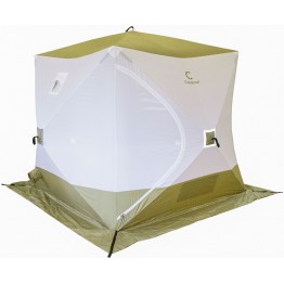 Палатка зимняя Следопыт КУБ 4 бело-оливковая(2.1х2.1х2.14 м, Oxford 210D)