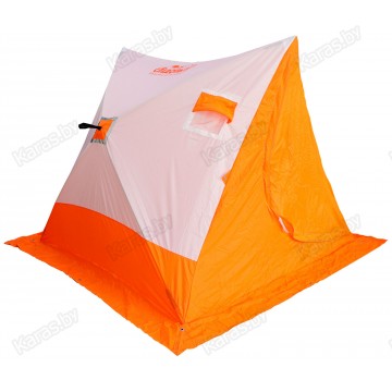 Палатка зимняя Следопыт 2-СКАТНАЯ бело-оранжевая (1.85х1.80х1.51 м)