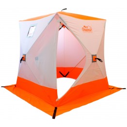 Палатка зимняя Следопыт КУБ 2 бело-оранжевая (1.5х1.5х1.7м, Oxford 240D)