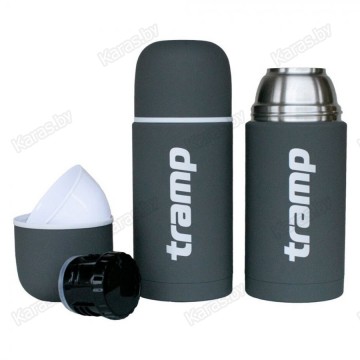 Термос TRAMP Soft Touch 0,75 л с дополнительной чашкой (серый)