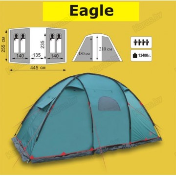 Кемпинговая двух-комнатная 4-х местная палатка TRAMP Eagle