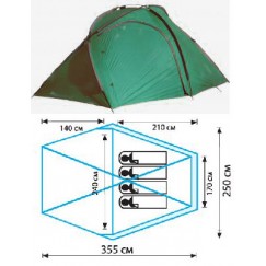 Кемпинговая 4-х местная палатка TRAMP Impression