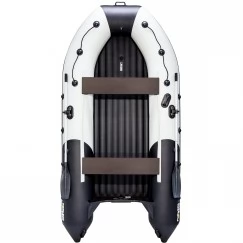 Надувная 4-местная ПВХ лодка Ривьера 3600 НДНД Килевая (светло-серый/черный)