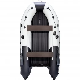 Надувная 4-местная ПВХ лодка Ривьера 3600 НДНД Килевая (светло-серый/черный)