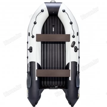 Надувная 4-местная ПВХ лодка Ривьера 3600 НДНД Килевая (светло-серый/черный)