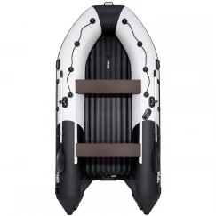 Надувная 5-местная ПВХ лодка Ривьера 3800 НДНД Килевая (светло-серый/черный)