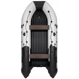 Надувная 8-местная ПВХ лодка Ривьера 4300 НДНД Килевая (светло-серый/черный)