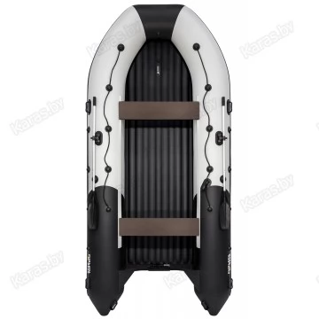 Надувная 8-местная ПВХ лодка Ривьера 4300 НДНД Килевая (светло-серый/черный)