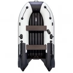 Надувная 2-местная ПВХ лодка Ривьера Компакт 2900 НДНД (светло-серый/черный)