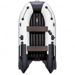 Надувная 2-местная ПВХ лодка Ривьера Компакт 2900 НДНД (светло-серый/черный)