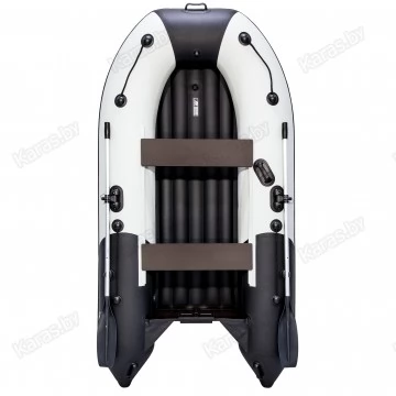 Надувная 2-местная ПВХ лодка Ривьера Компакт 2900 НДНД (светло-серый/черный)