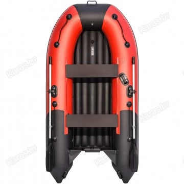 Надувная 2-местная ПВХ лодка Ривьера Компакт 2900 НДНД (красно-черная)