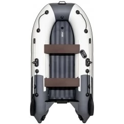 Надувная 2-местная ПВХ лодка Ривьера Компакт 2900 НДНД (светло-серый/графит)
