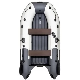 Надувная 2-местная ПВХ лодка Ривьера Компакт 2900 НДНД (светло-серый/графит)