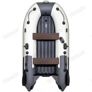 Надувная 2-местная ПВХ лодка Ривьера Компакт 2900 НДНД (светло-серый/графит)