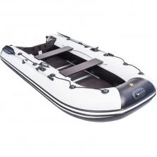 Надувная 3-местная ПВХ лодка Ривьера Компакт 2900 СК Касатка (светло-серый/черный)