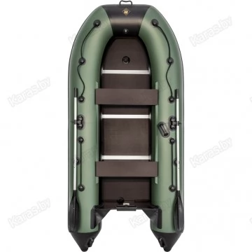 Надувная 3-местная ПВХ лодка Ривьера Компакт 3200 СК Касатка (зелено-черная)