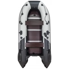 Надувная 3-местная ПВХ лодка Ривьера Компакт 3200 СК Комби (светло-серая/черная)