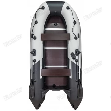 Надувная 3-местная ПВХ лодка Ривьера Компакт 3200 СК Комби (светло-серая/черная)