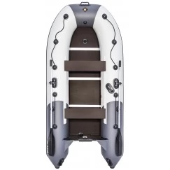 Надувная 3-местная ПВХ лодка Ривьера Компакт 3200 СК Комби (светло-серая/графит)