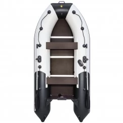 Надувная 4-местная ПВХ лодка Ривьера Компакт 3600 СК (светло-серый/черный)