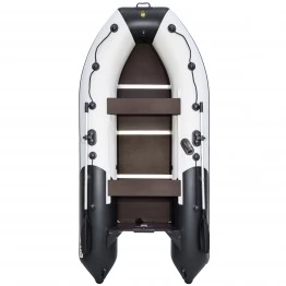Надувная 3-местная ПВХ лодка Ривьера Компакт 3400 СК (светло-серый/черный)