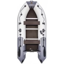 Надувная 3-местная ПВХ лодка Ривьера Компакт 3400 СК (светло-серый/графит)