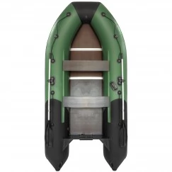 Надувная 3-местная ПВХ лодка Ривьера Компакт 3400 СК (зелено-черная)