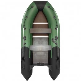 Надувная 3-местная ПВХ лодка Ривьера Компакт 3400 СК (зелено-черная)