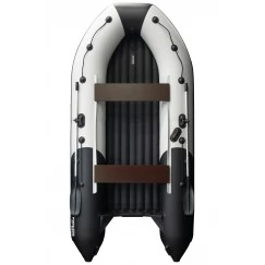 Надувная 4-местная ПВХ лодка Ривьера Компакт 3600 НДНД (светло-серый/черный)