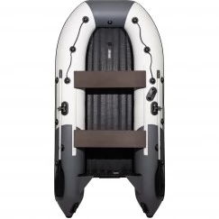 Надувная 3-местная ПВХ лодка Ривьера Максима 3200 НДНД  Гидролыжа (светло-серый/графит)