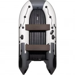 Надувная 3-местная ПВХ лодка Ривьера Максима 3200 НДНД  Гидролыжа (светло-серый/графит)