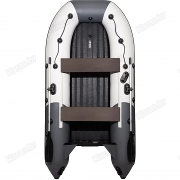 Надувная 3-местная ПВХ лодка Ривьера Максима 3200 НДНД  Гидролыжа (светло-серый/графит)