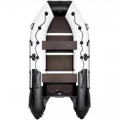 Надувная 3-местная ПВХ лодка Ривьера Максима 3400 СК (светло-серый/черный)