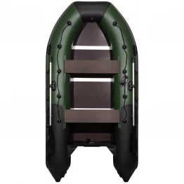 Надувная 3-местная ПВХ лодка Ривьера Максима 3400 СК (зелено-черная)