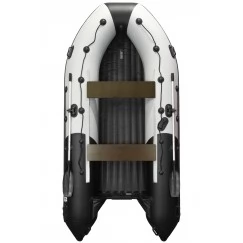 Надувная 4-местная ПВХ лодка Ривьера Максима 3600 НДНД  Гидролыжа (светло-серый/черный)