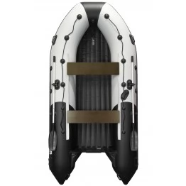 Надувная 4-местная ПВХ лодка Ривьера Максима 3600 НДНД  Гидролыжа (светло-серый/черный)