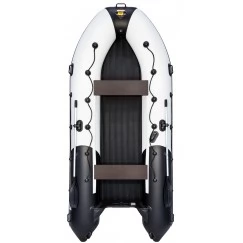 Надувная 6-местная ПВХ лодка Ривьера Максима 4000 НДНД  Гидролыжа (светло-серый/черный)